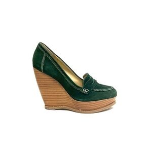 levity Green Suede Wedge Loafers